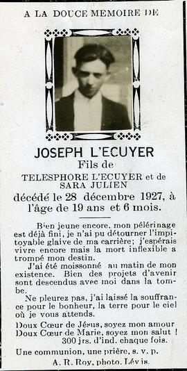 Carte mortuaire de Joseph L’Écuyer
