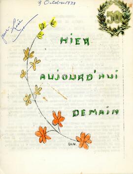 Hier-Aujourd'hui-Demain. 50 ième anniversaire des fermières de Deschambault