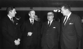 André Leduc, député de Laviolette, Marcel-R. Plamondon, député de Portneuf, Rémi Paul, Ministre de la justice et Guy Gauthier, député de Berthier