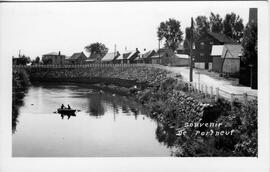 Canot sur la rivière Portneuf - 2 hommes en chaloupe