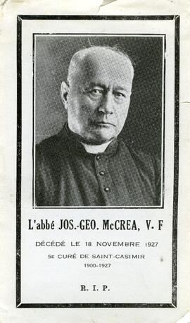 Carte mortuaire de L’abbé Jos.Geo. McCrea, V-F