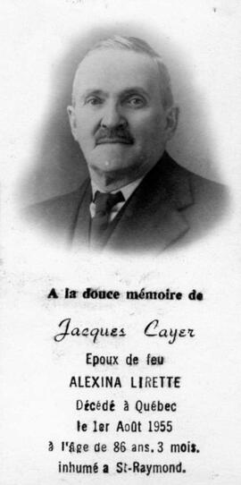 Cayer, Jacques - Carte mortuaire