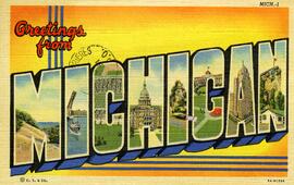 Carte postale reçue par Fortunat Vohl et Clara Gauthier – Images du Michigan