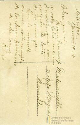 Correspondance entre Valida Magnan de Neuville et H Meehan de Portneuf Station - Verso