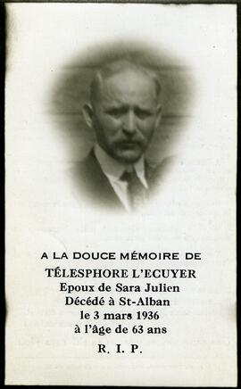 Carte mortuaire Télesphore L’Écuyer