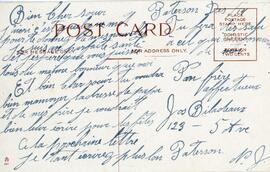 Singer Building - New-York - À Joséphine Bilodeau de son frère Paterson - Verso