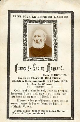 Carte mortuaire de François-Xavier Mayrand, médecin
