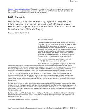 Magog - projet bibliothèque