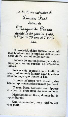 Paré, Lacasse – verso