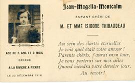 Carte mortuaire de Jean-Magella-Montcalm