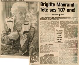 Brigitte Mayrand de St-Casimir fête ses 107 ans.
