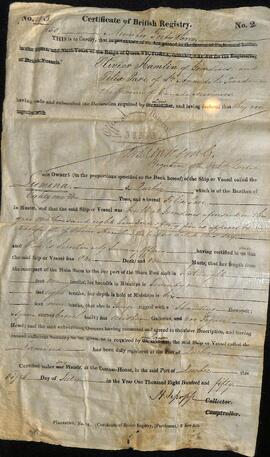 Certificate of British Registry