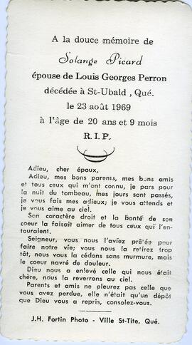 Picard, Solange – verso