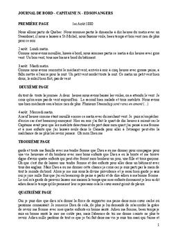 Transcription du Journal de bord