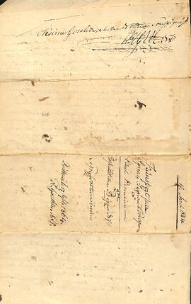 Contrat de transport entre Sieur Ignace Gignac et Dame Marie-Louise Chartré (son épouse) et Paul Paquain, signé le 19 avril 1844, par le notaire Gauthier (semble mêlé)