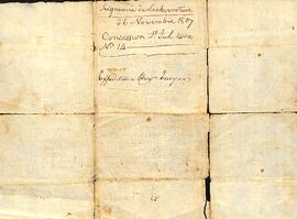 Procès-verbal d’arpentage d’une terre de la quatrième concession de la seigneurie de Lachevrotière, à la demande de Joseph de Lachevrotière, par l’arpenteur Benjamin Écuyer, le 26 novembre 1807.