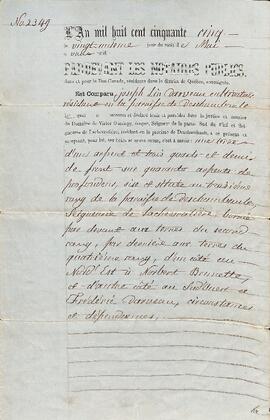 Contrat de titre nouvel de Lin Darveau, signé le 21 mai 1855, par le notaire Gauthier.