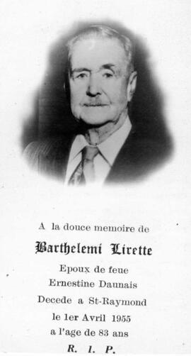 Lirette Barthelemi - Carte mortuaire