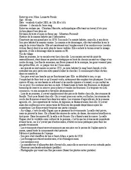 Retranscription d’une entrevue avec Louisette Proulx