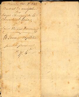 Contrat de concession d’une terre située dans la seigneurie de Lachevrotière, par Joseph Chavigny de Lachevrotière à Étienne Darveau, signé le 18 décembre 1815, par le notaire M. Larue. Partie 1.