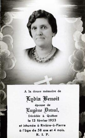 Benoit Lydia épouse de Eugène Duval