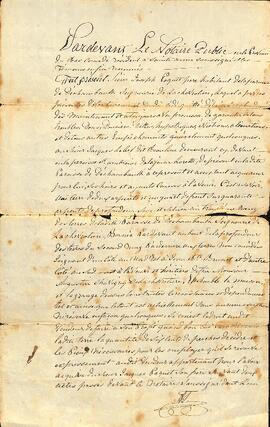 Contrat (incomplet) Terre 2 arpents et 1/4 X 40 de profondeur, notaire Trudel