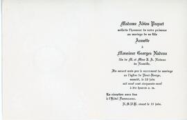 Faire-Part Georges Nadeau et Annette Paquet