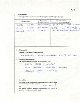Document comprenant la requête auprès du gouvernement provincial pour l'organisme sans but lucratif du ¨Club Porte Bonheur¨qui oeuvre auprès des personnes agées.Le siège social est à St-Marc-des-Carrières.