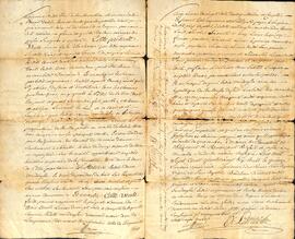 Contrat de vente d’une terre située dans la troisième concession de la seigneurie de Lachevrotière, paroisse de Deschambault, par Rose Mathieu (veuve d’Augustin de Lachevrotière) à Joseph Pagé, signé le 15 janvier 1798, par le notaire de Lachevrotière. Partie 2.
