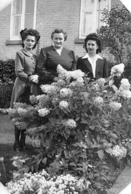 Quatre femmes dehors dans le jardin