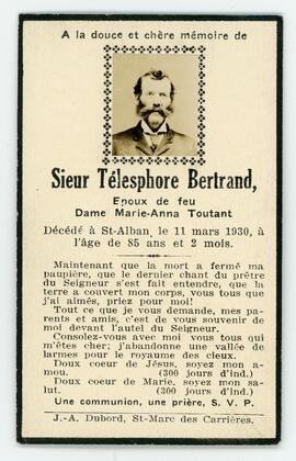 Carte mortuaire Télesphore Bertrand
