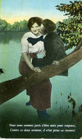 Carte postale vierge – Image d’un couple sur une branche d’arbre