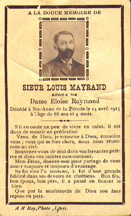 Carte mortuaire de Louis Mayrand