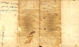 Contrat de vente d’une terre située dans la troisième concession de la seigneurie de Lachevrotière, paroisse de Deschambault, par Jacques Paquet à Joseph Paquet (son frère), signé le 15 mars 1800, par le notaire Trudel.