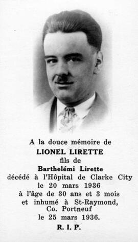 Lirette Lionel - Carte mortuaire