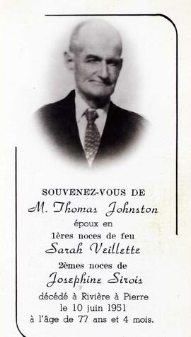 Johnston Thomas, époux de Josephine Sirois