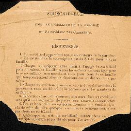 Formulaire de souscription pour le corbillard de la paroisse de St-Marc des Carrières, au nom de Joseph Darveau, troisième rang, Deschambault. (incomplet)