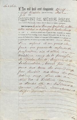 Contrat de titre nouvel de François Gausselin, signé le 22 mai 1855, par le notaire Gauthier