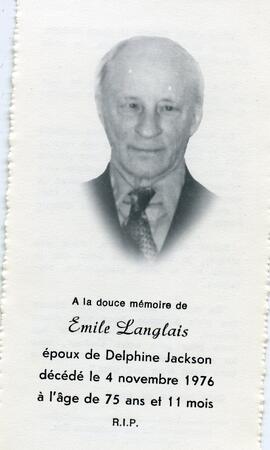 Carte mortuaire d’Émile Langlais