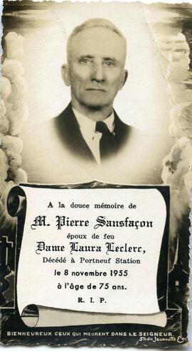 Carte mortuaire de Pierre Sansfaçon
