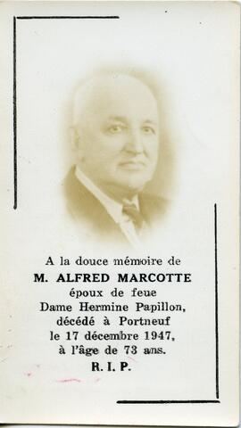 Carte mortuaire d’Alfred Marcotte