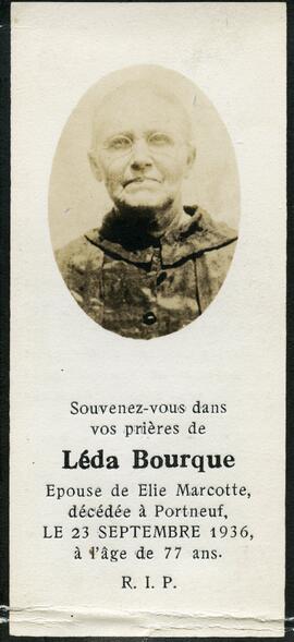 Carte mortuaire de Léda Bourque