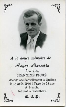 Carte mortuaire de Roger Piché