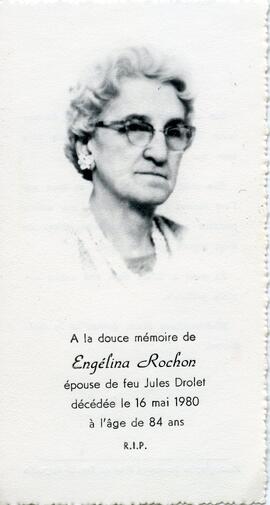 Carte mortuaire d’Engélina Rochon