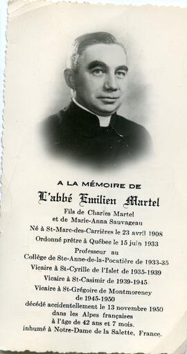 Carte mortuaire de l’abbé Émilien Martel