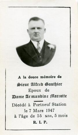Carte mortuaire d’Alfred Gauthier