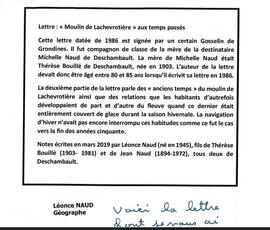 Lettre dactylographiée et signée par Gosselin : « Moulin de Lachevrotière » aux temps passés.