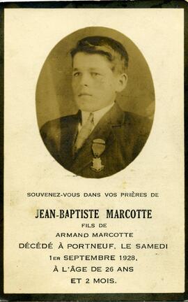 Carte mortuaire de Jean-Baptiste Marcotte